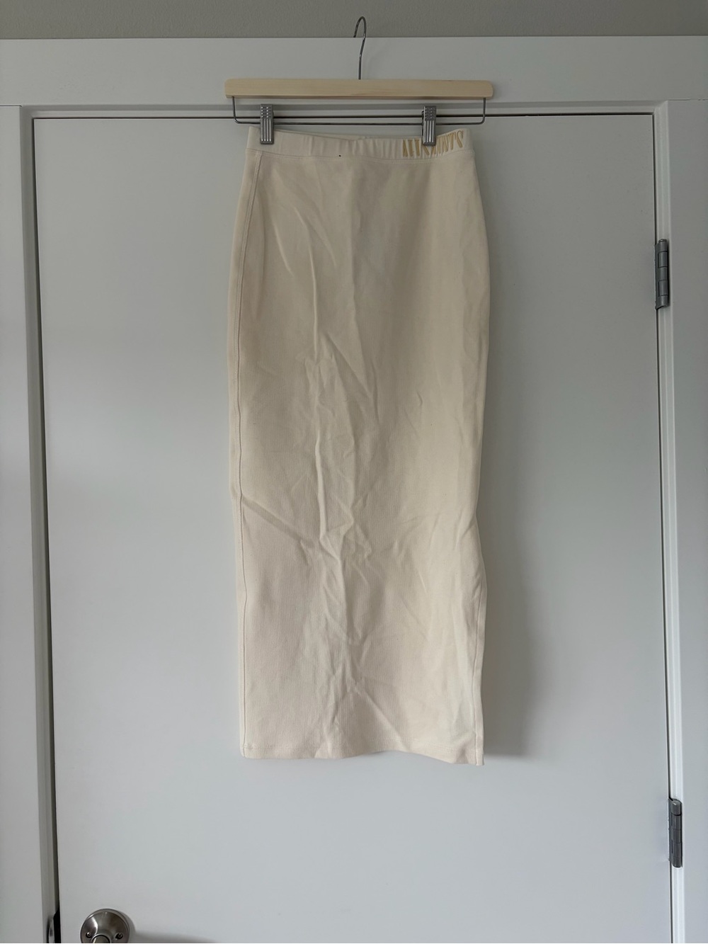 AllSaints Cream Midi Pencil Skirt